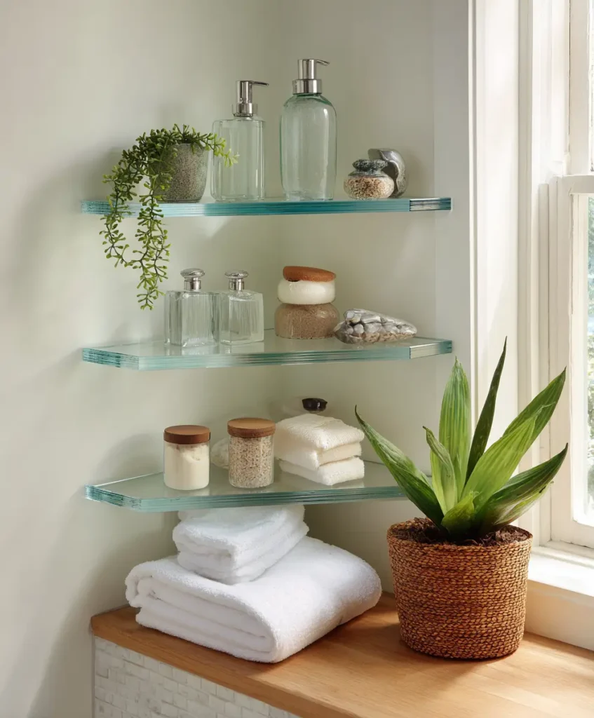 Glass Shelves for a Spa-Like Atmosphere