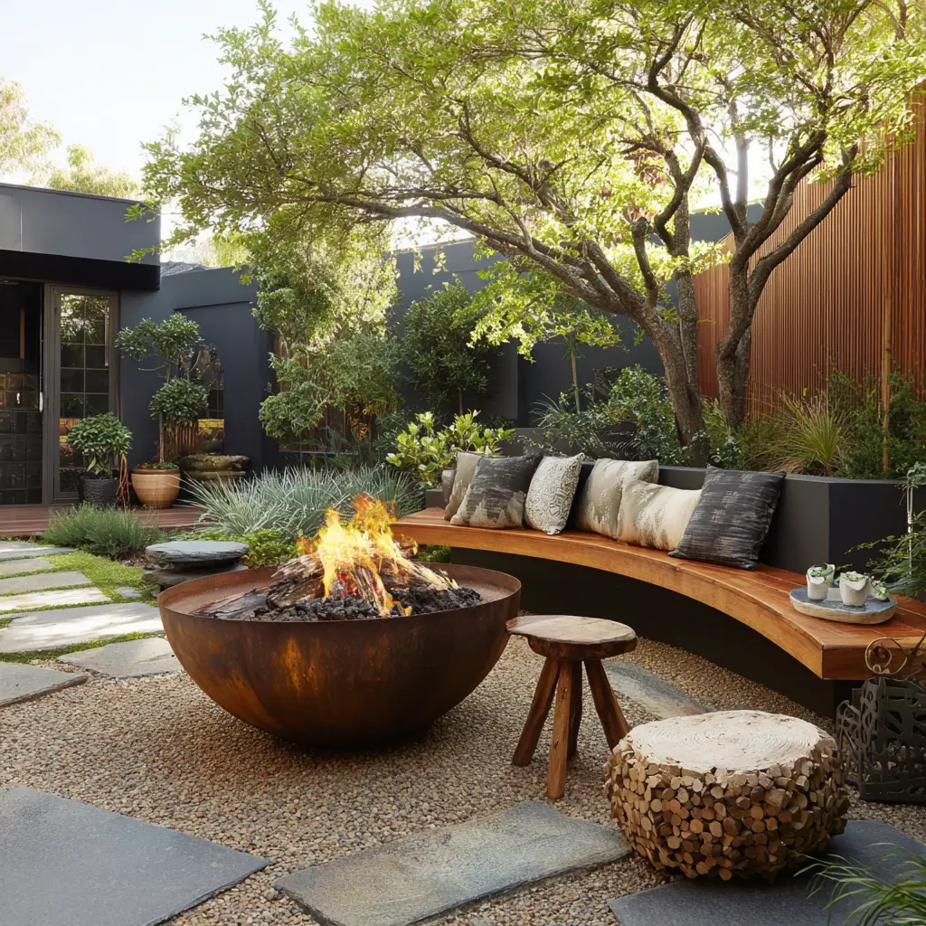 Go Round with Sculptural Firepit