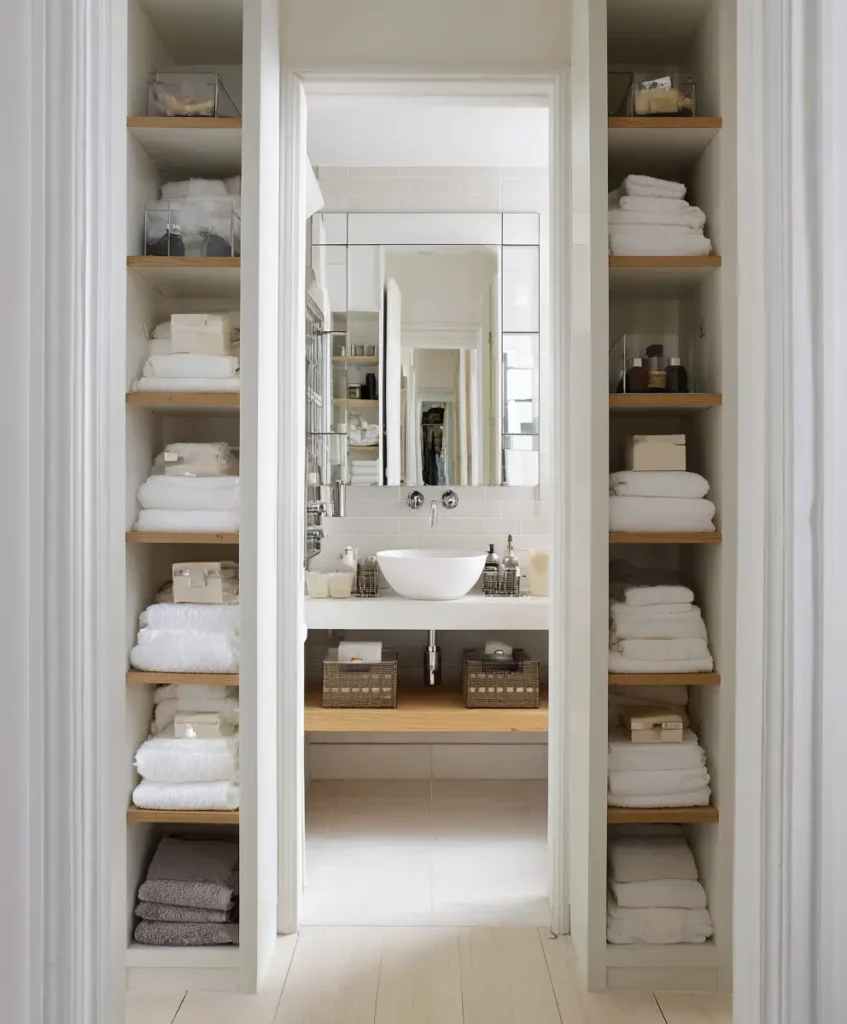 Hidden Bathroom Storage Behind Mirrors