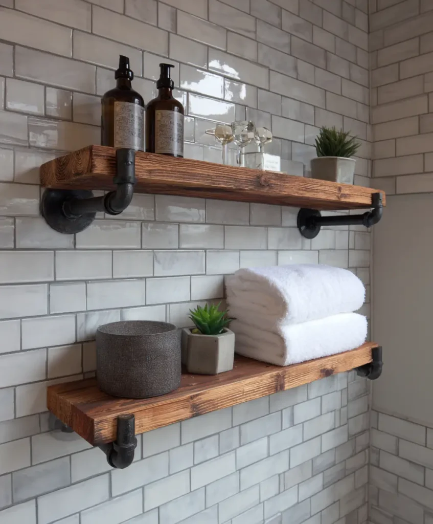 Industrial Pipe Shelves for Modern Edge