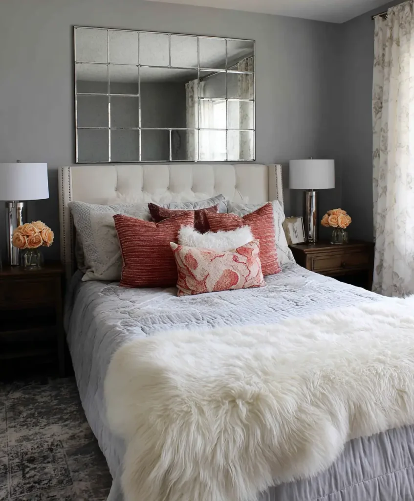 Mirrored or Metallic Accent Headboard