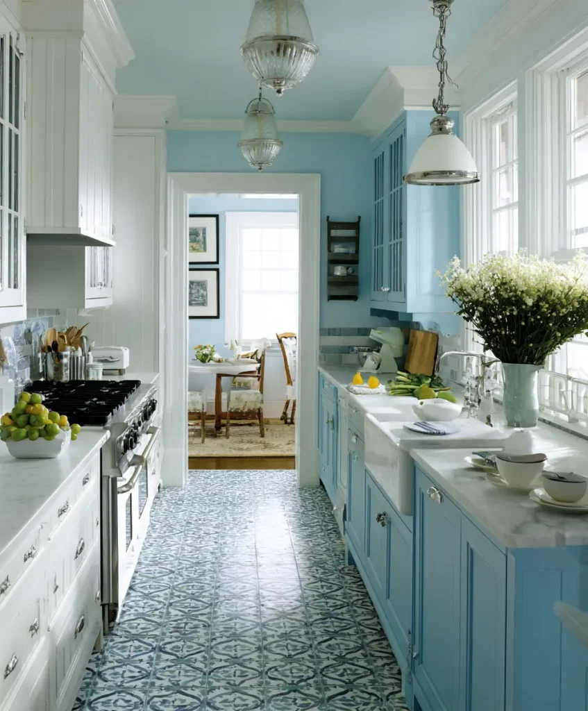 Pale Blue and White
