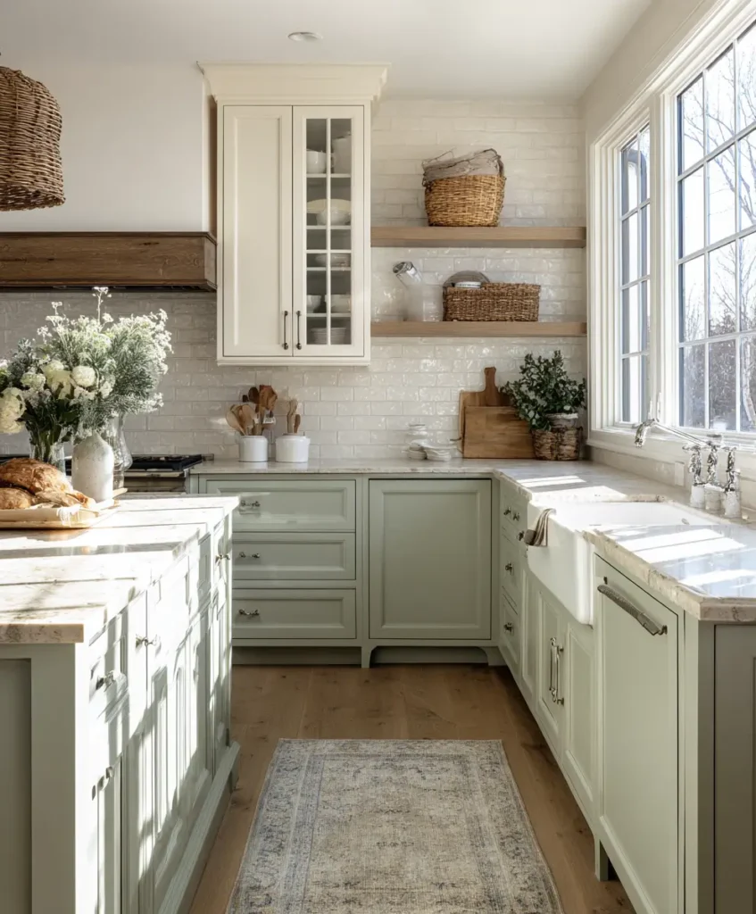 Soft Sage and Off-White