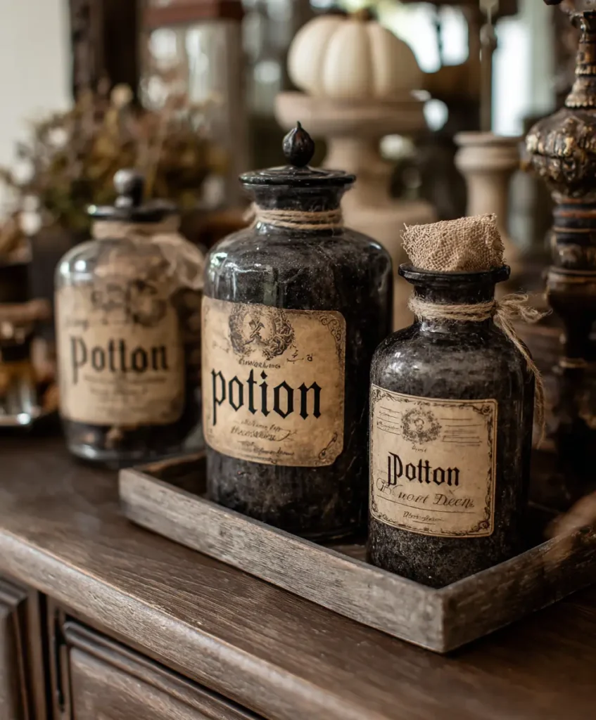 Apothecary Jars with “Potion” Labels