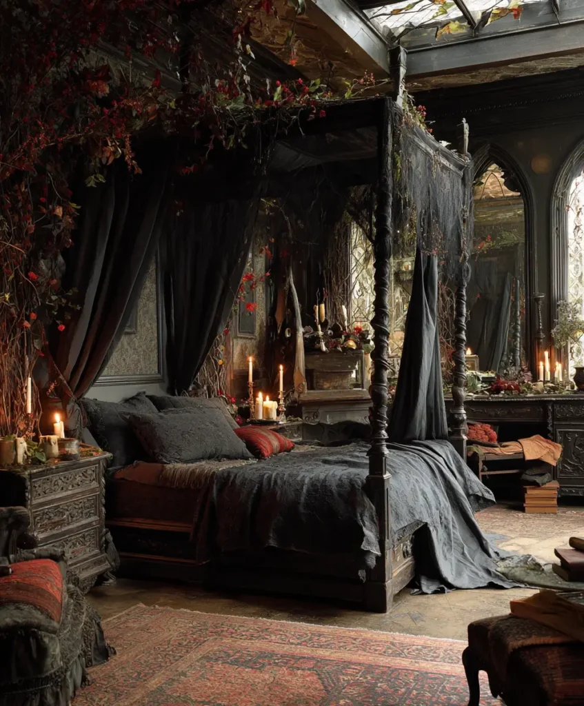 Cozy Gothic Bedroom Textiles