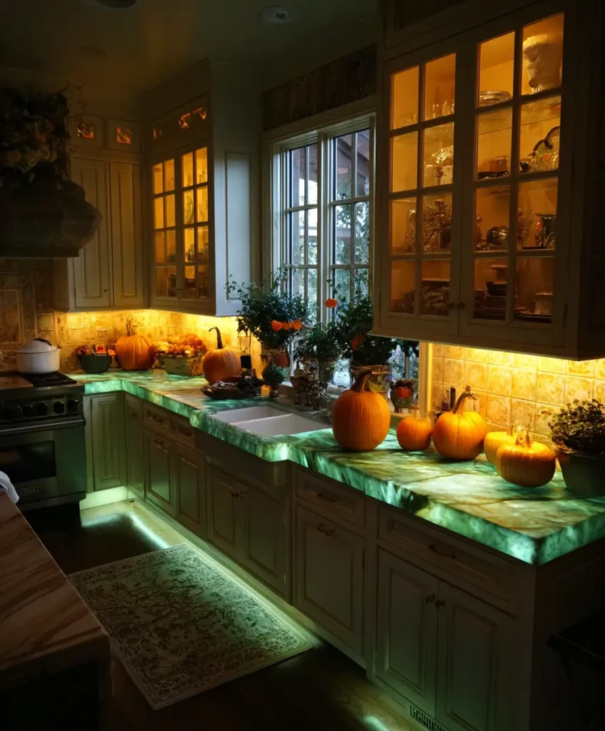 Eerie Glow Under Cabinets