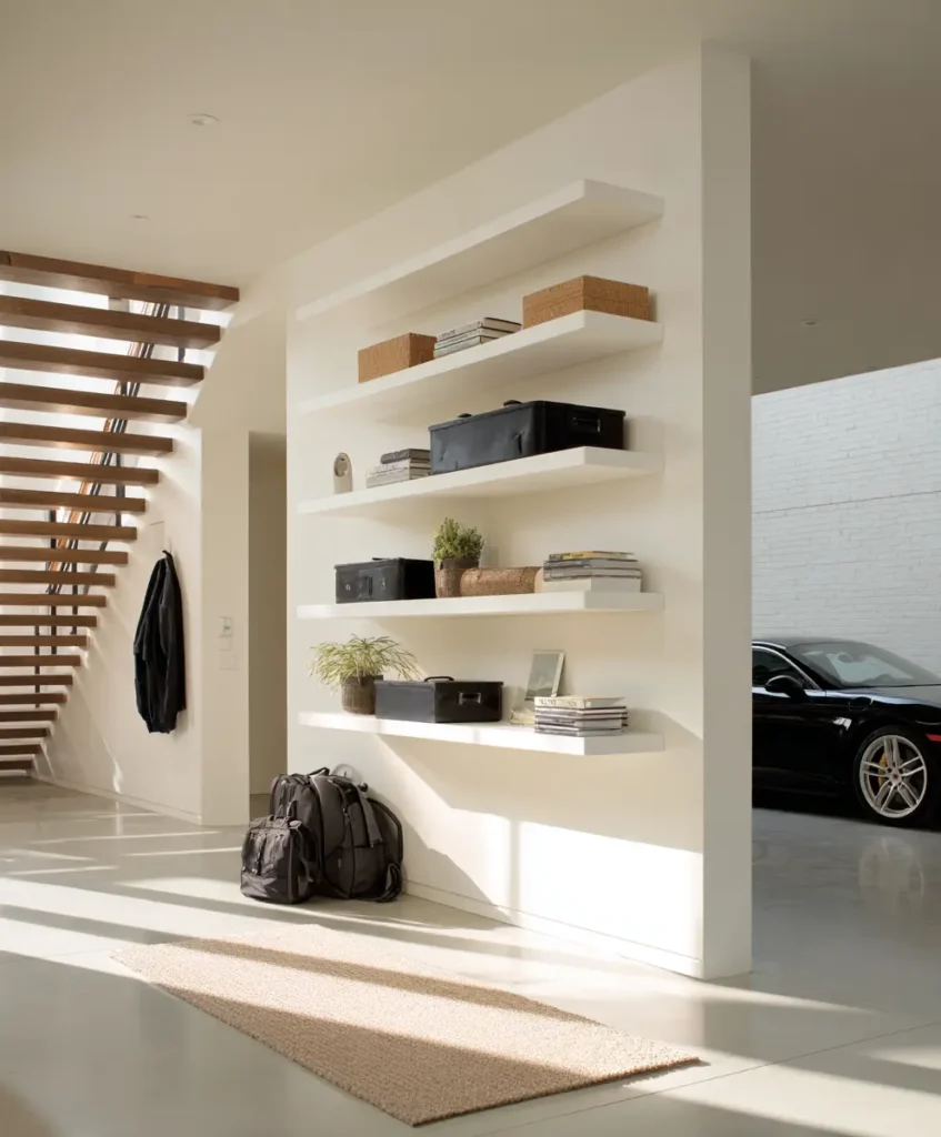 Floating Shelves Above the Entryway