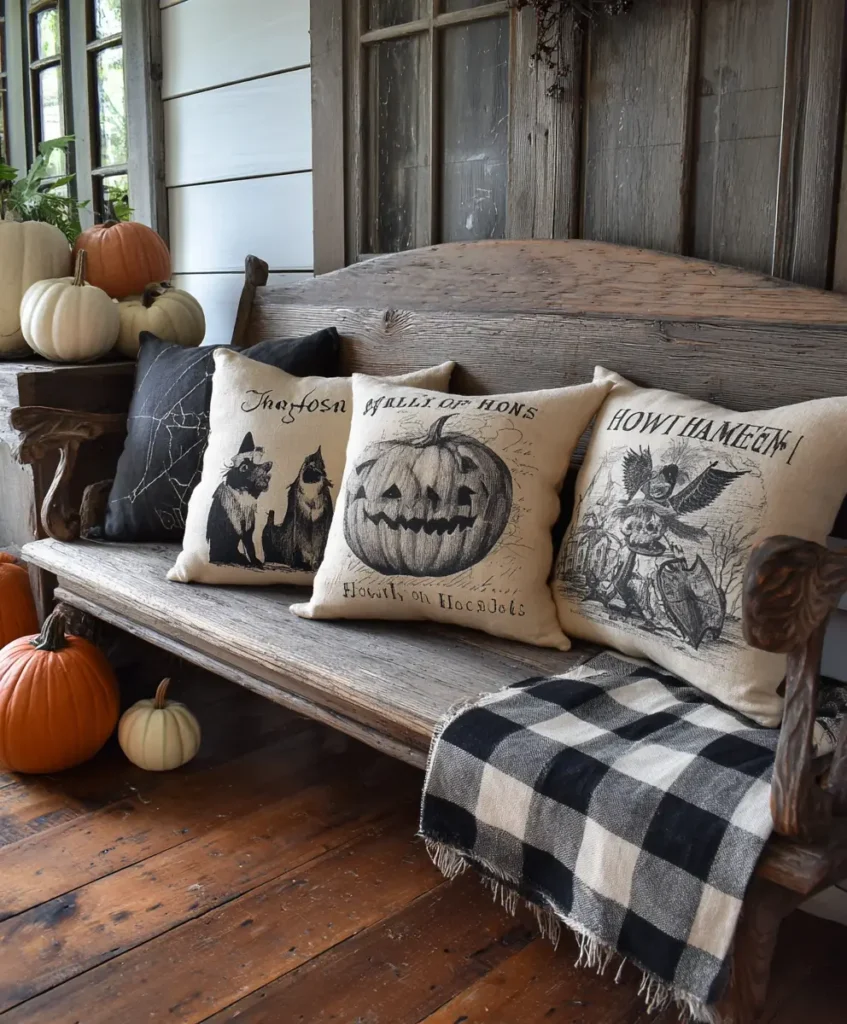 Grain Sack Pillows with Halloween Prints