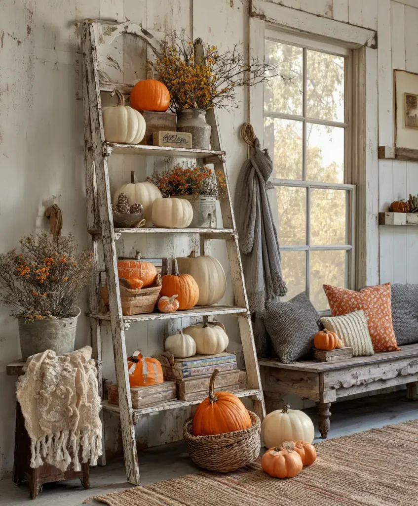  Ladder Shelf with Pumpkin Display