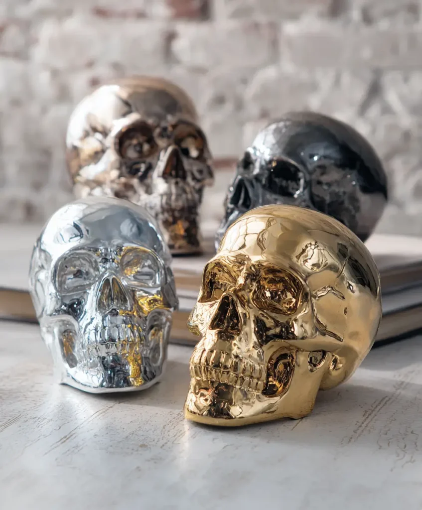Metallic Skull Sculptures
