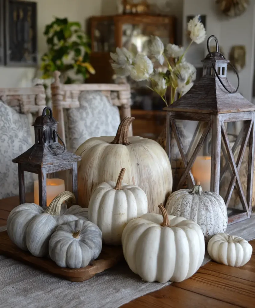 Neutral Pumpkins with Rustic Charm