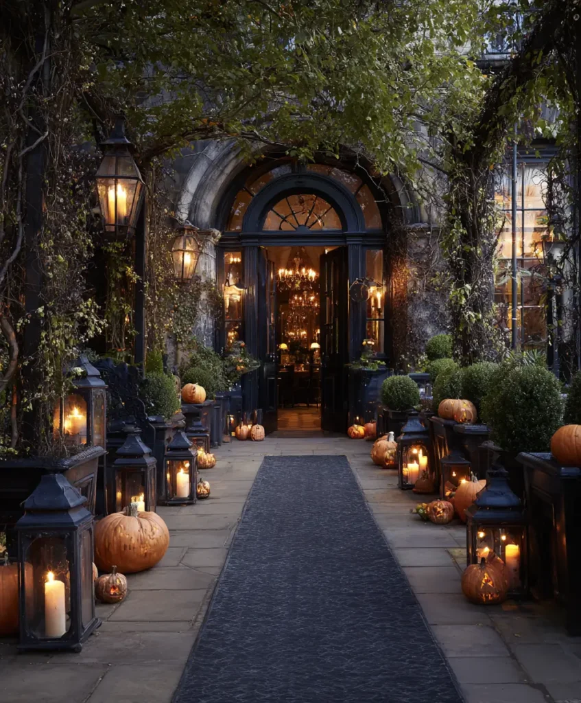 Statement Entrance with Pumpkins & Lanterns