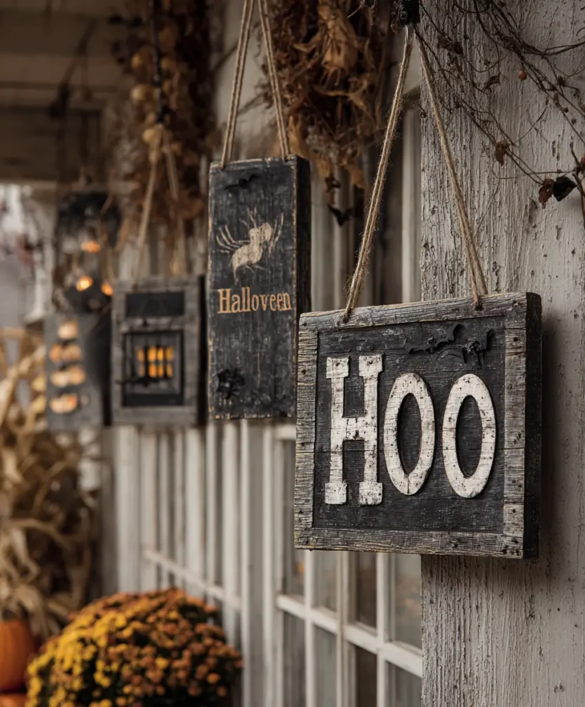 Wooden Signs with Spooky Sayings