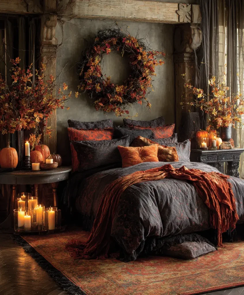 Autumnal Wreath Over the Bed