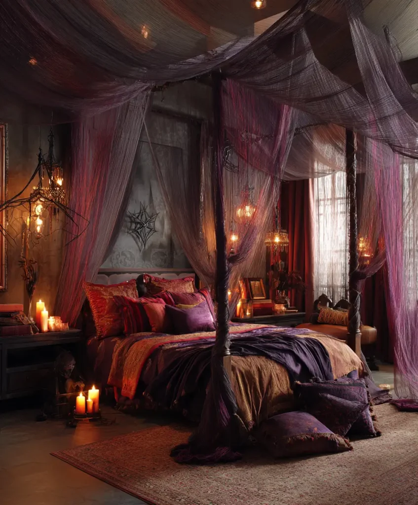Bed Canopy with Gauzy Drapes