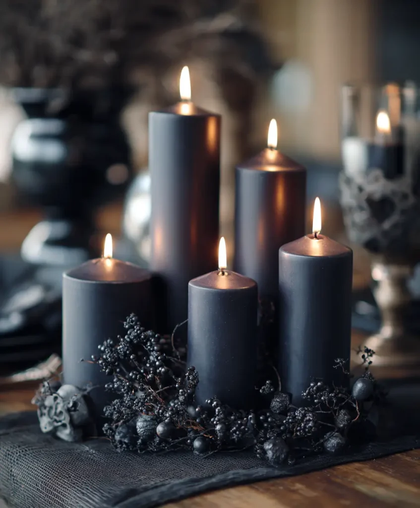 Black Candle Cluster with Varying Heights