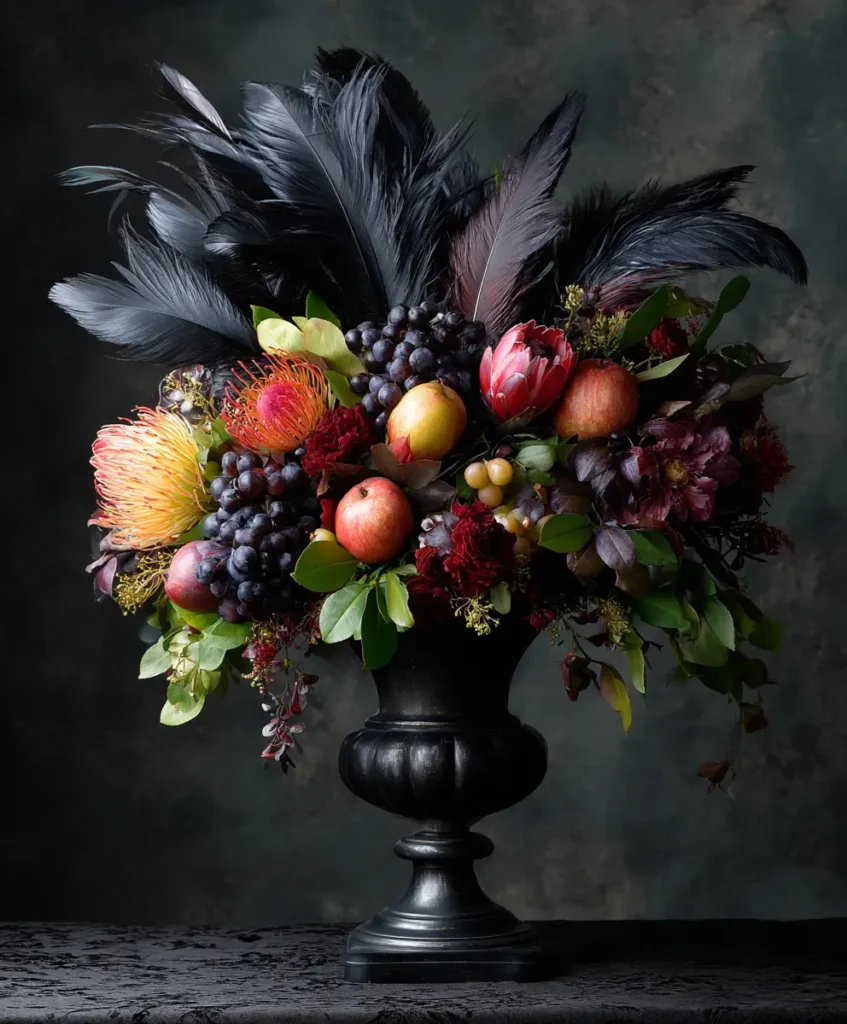 Black Feather Vase Arrangement