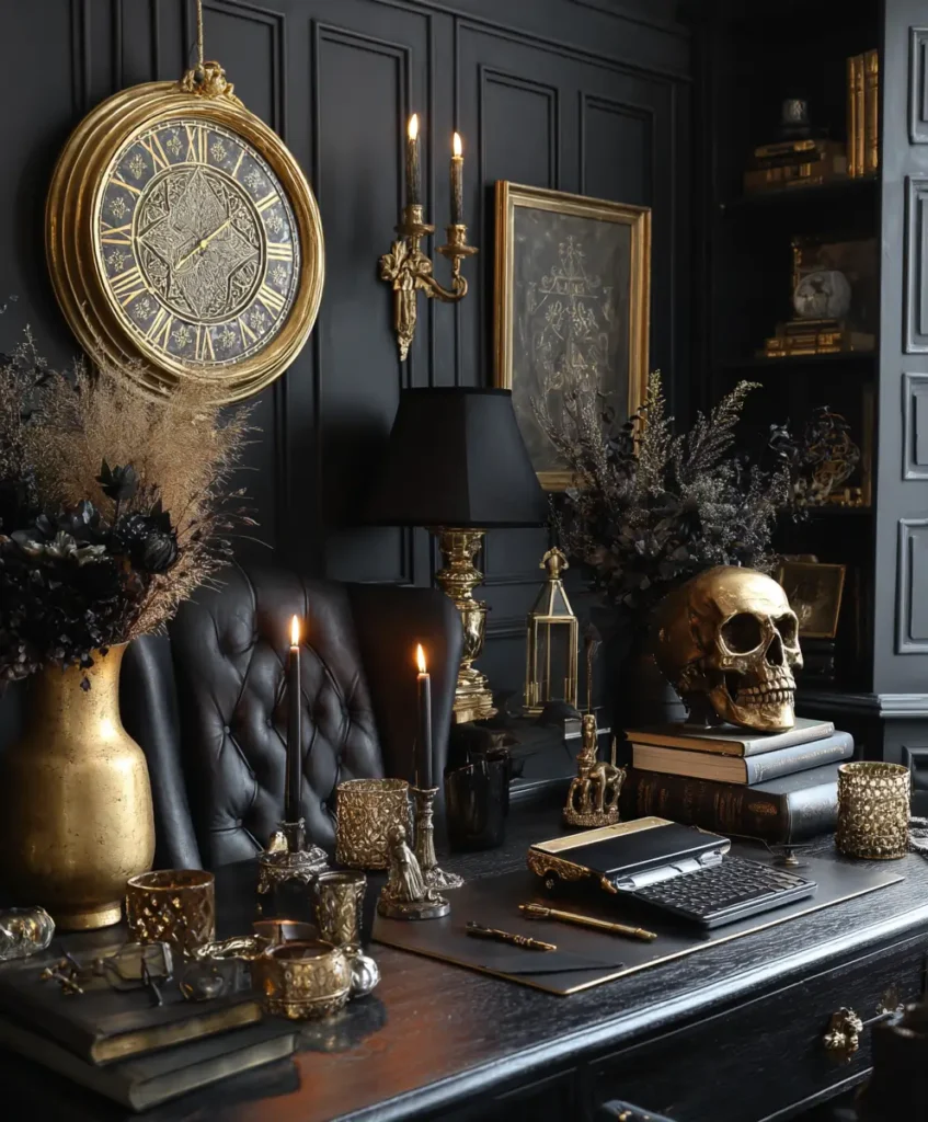 Black and Gold Desk Decor