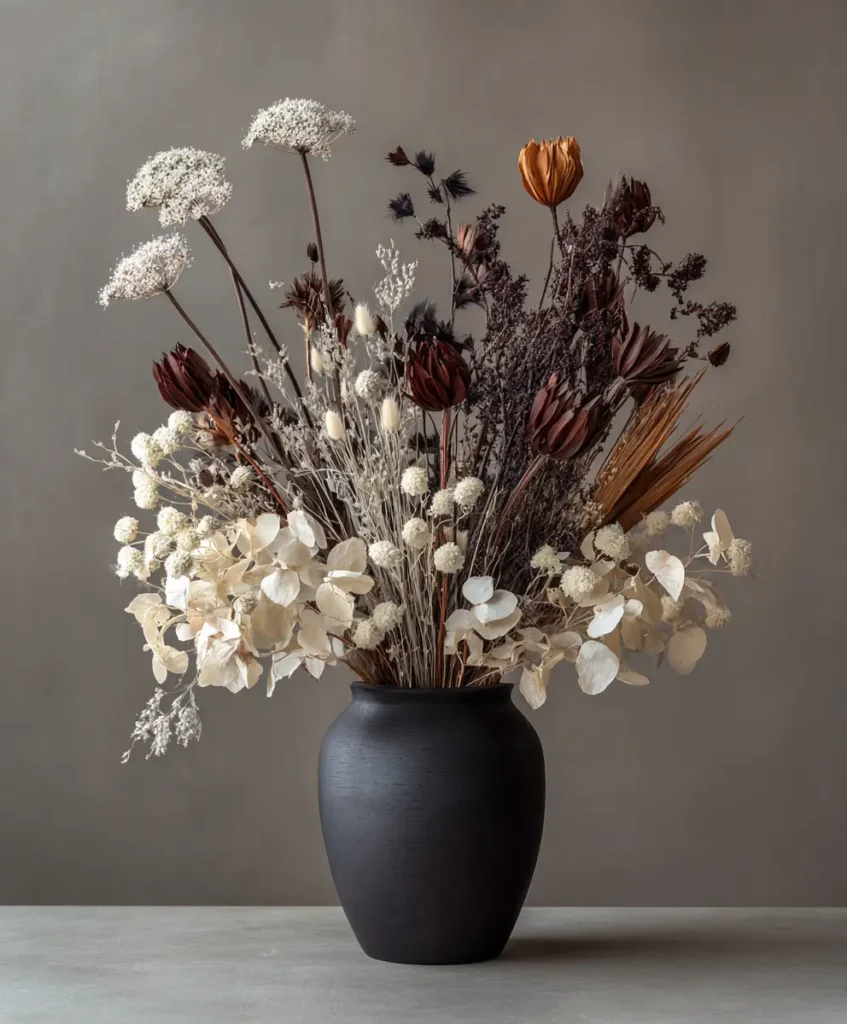 Dried Florals in Matte Black Vase