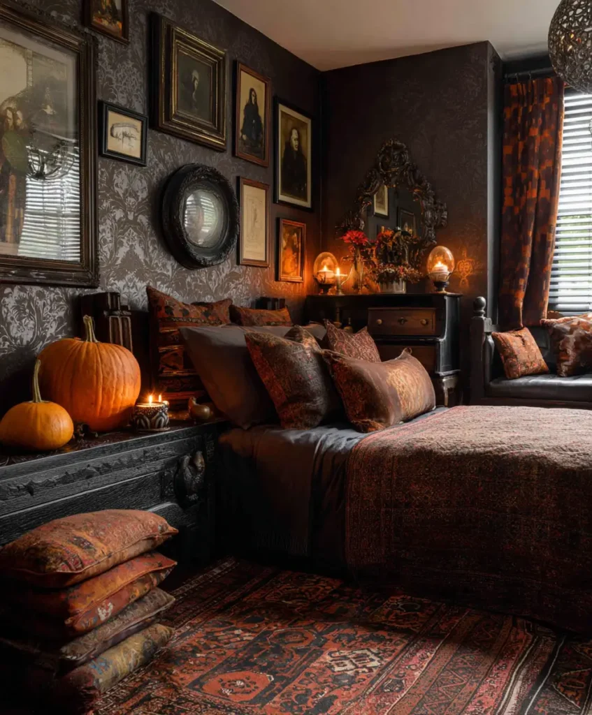 Halloween Garland Above the Headboard